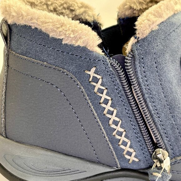 Easy Spirit Epic Cold Weather Slip-On Bootie Size 7.5M Navy Faux Fur Lined - Picture 10 of 16
